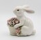Ceramic Bunny Rabbit With Flower Basket Figurine, Home Décor, Gift for Her, Gift for Mom, Kitchen Décor, Spring Décor, Easter Décor